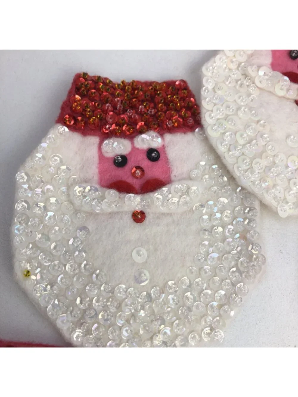 Set of 8 Vintage Christmas Santa Napkin Holders Rings Felt & Sequins